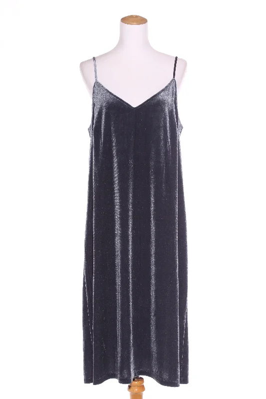 EMERGE - Velvet slip dress - Blue/grey! 14
