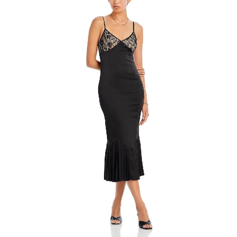 Fore Womens Satin Lace Inset Slip Dress