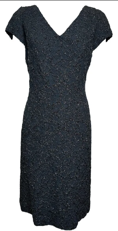 Mingolini Guggenheim Late 50s/Early 60s Black Beaded Dress on Lace