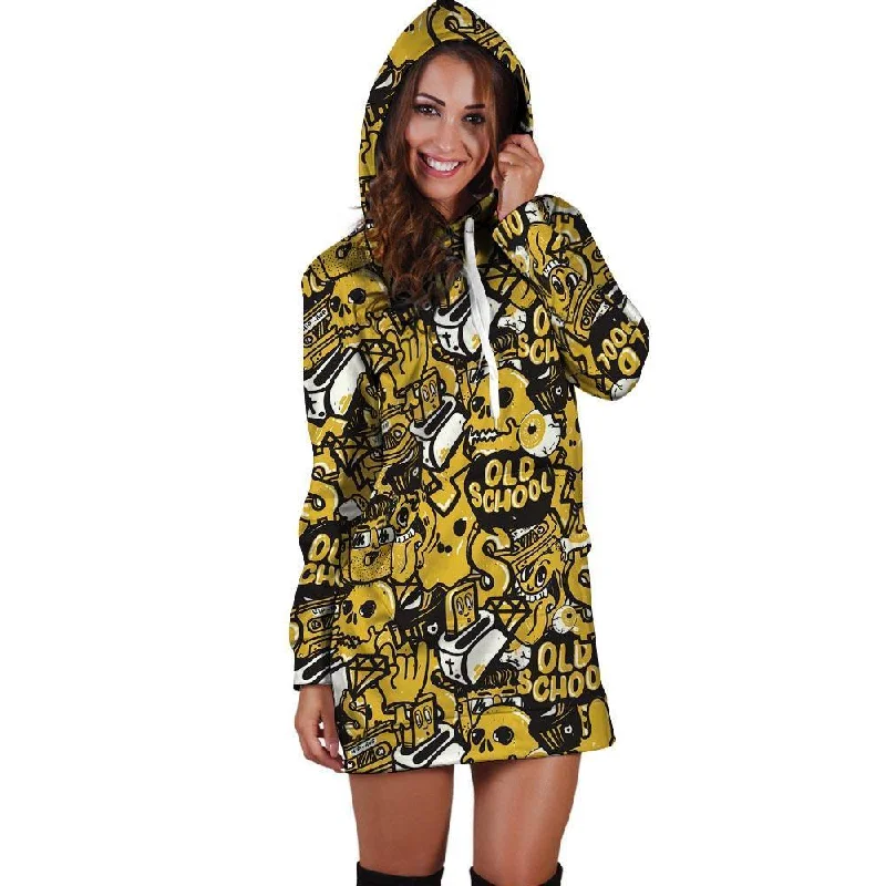 Old School HipHop Print Hoodie Dress