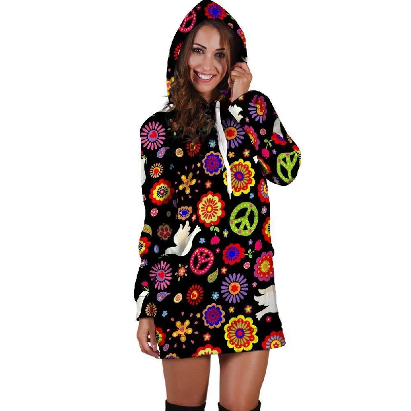 Peace Sign Hippie Hoodie Dress