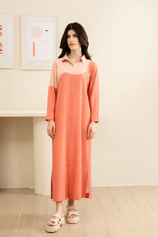 Peach Color Block Dress