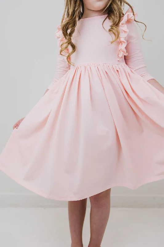 3/4 Sleeve Ruffle Twirl Dress