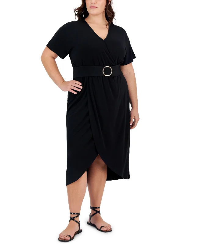Plus Size Surplice-Neck Dress
