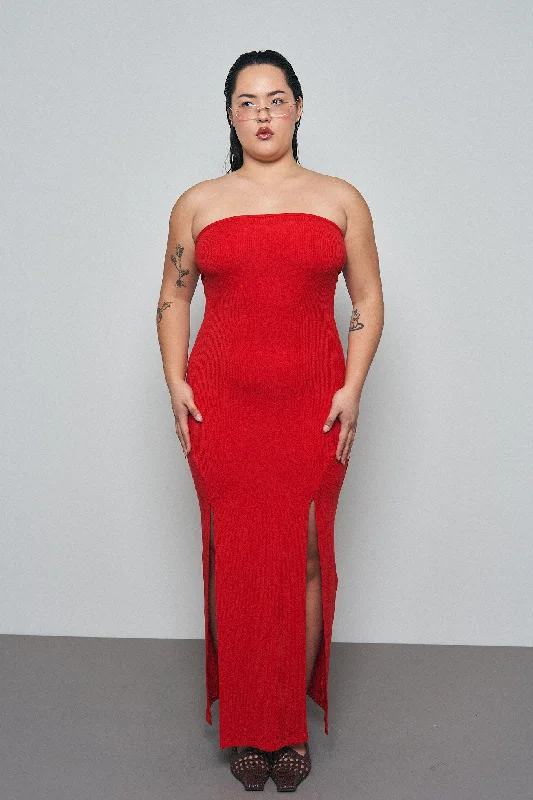 Sexy Cartoon Tencel Rib Tube Dress Maraschino