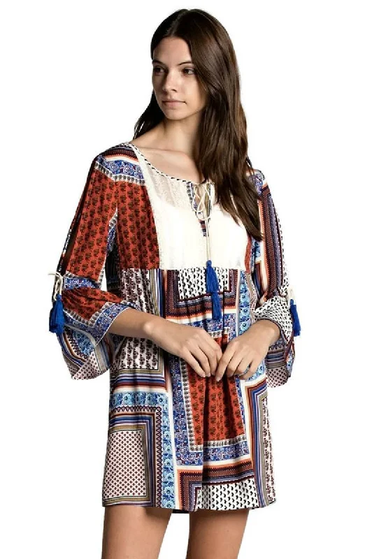 Tassel and Lace Dress, Orange Mix