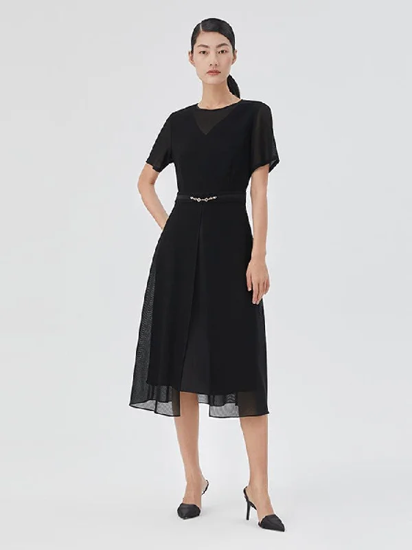 Triacetate & Pure Silk Mesh Dress