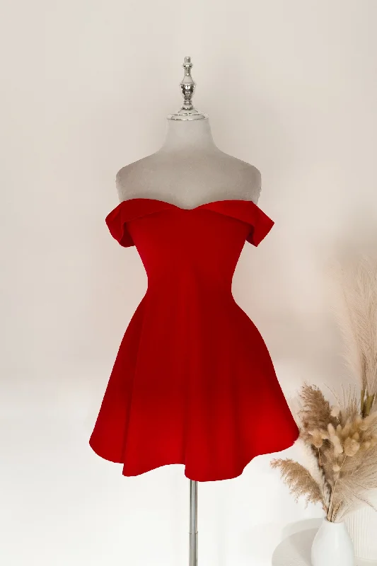 Belle Mini Dress - Red Comfortable Ruffle Mini Dress