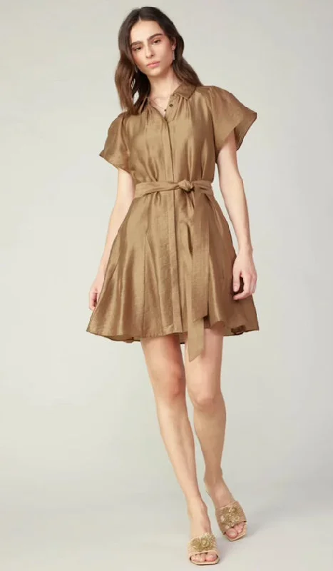 Belted Godet Mini Dress Cozy A-Line Mini Dress