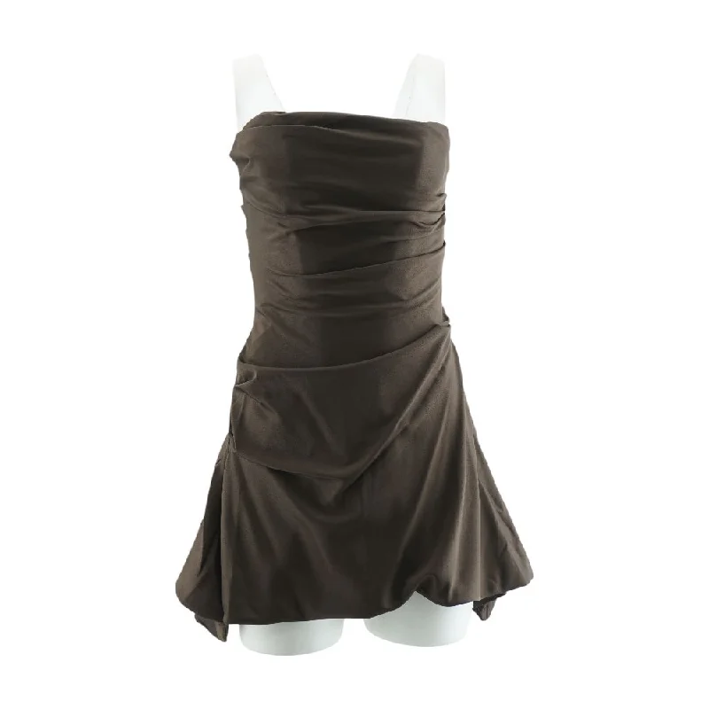Brown Solid Mini Dress Casual Button-Up Mini Dress