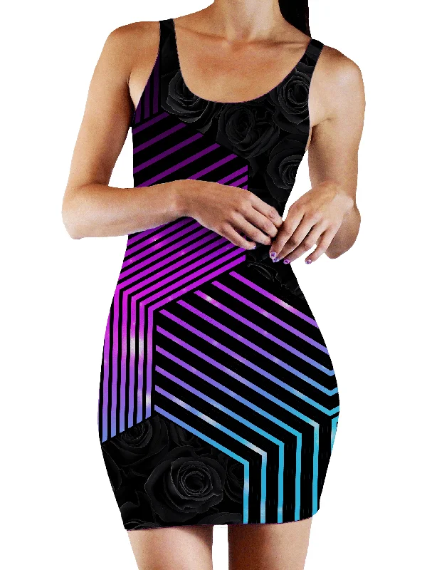 Connected Hex Bodycon Mini Dress Elegant Off-Shoulder Dress Mini