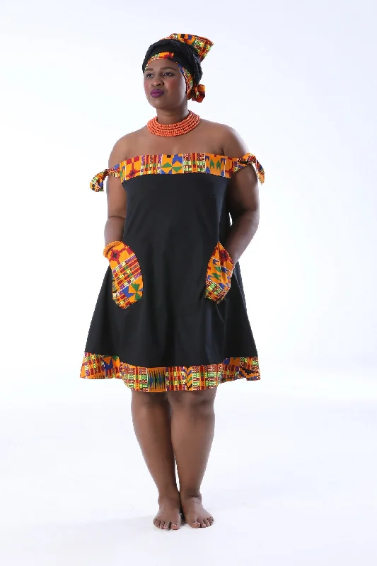 Cotton & Wax Print Off the Shoulder Mini Dress & Doek Trendy Crossover Mini Dress