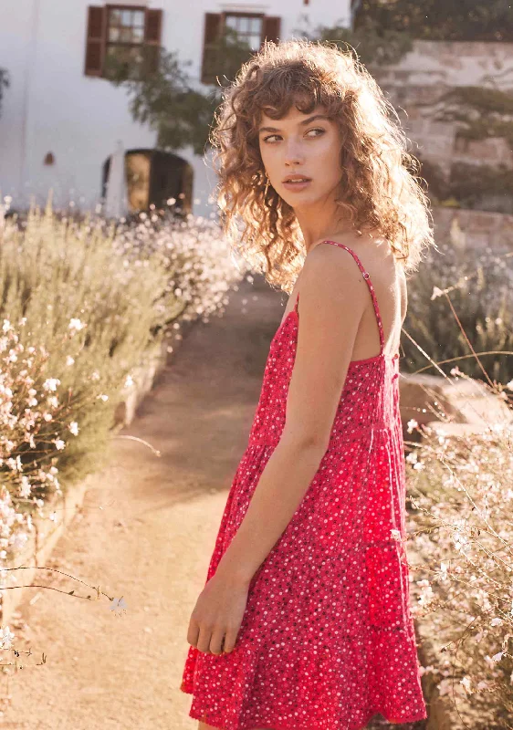Daphne Easy Days Mini Dress Red Trendy Off-Shoulder Dress Mini