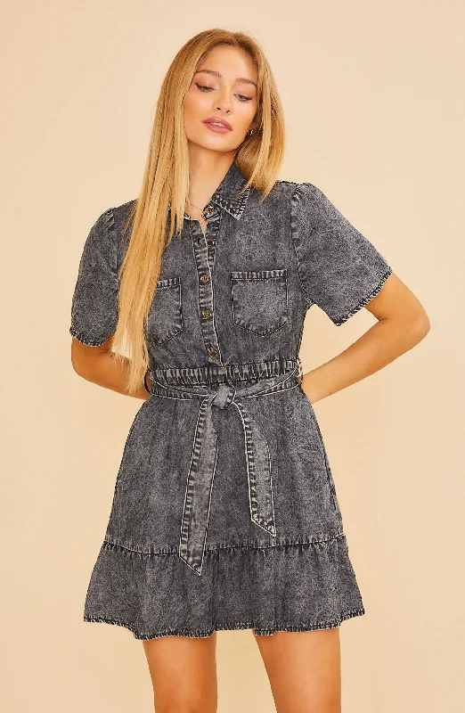 Lana Denim Mini Dress Fashionable A-Line Mini Dress