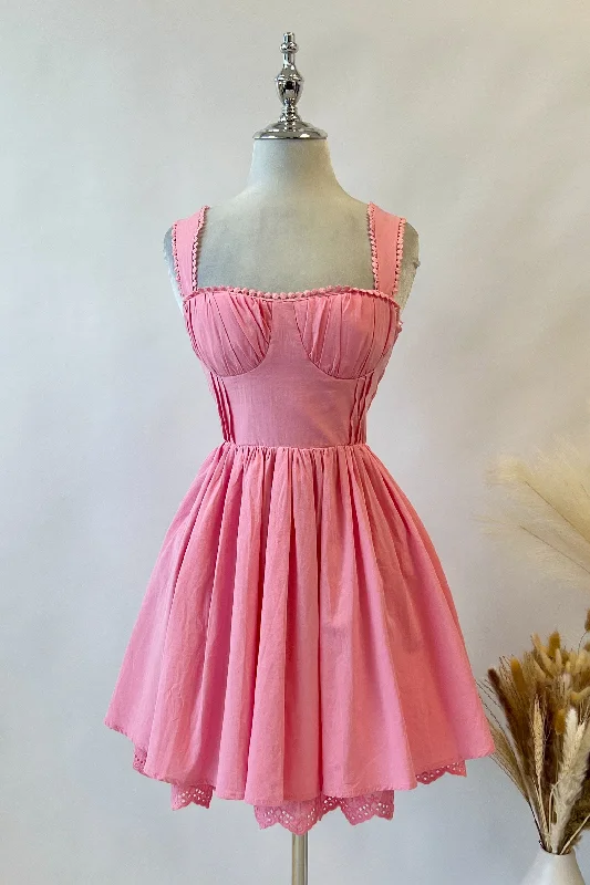 Dorothy Mini Dress - Pink Classic White Mini Dress
