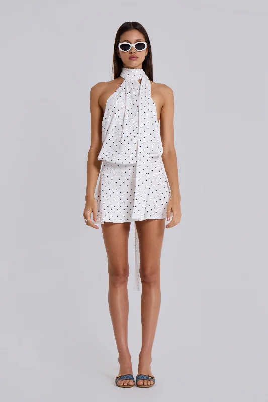 Enya Backless Mini Dress in Polkadot Classic Floral Mini Dress