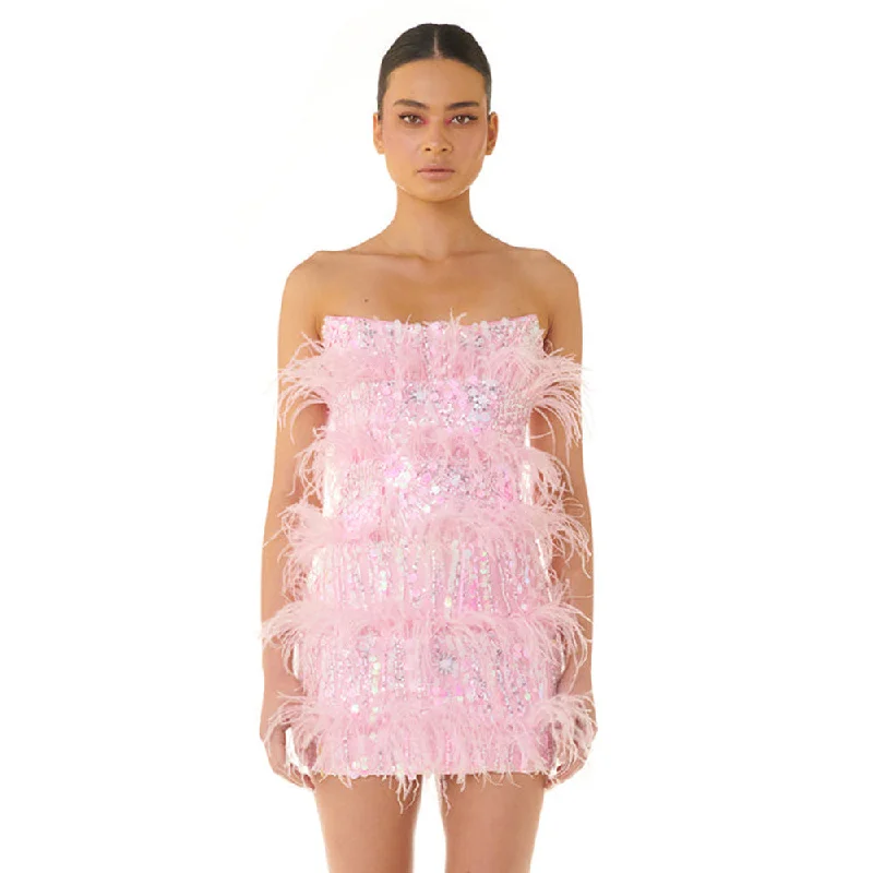 Feathered Sequin Glam Mini Dress Cozy T-Shirt Mini Dress