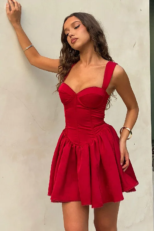 JOELLE MINI DRESS - RED Cozy Jersey Mini Dress