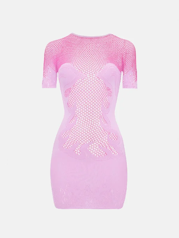 Pin-Up Mini Dress Lilac Stylish Ruffle Mini Dress
