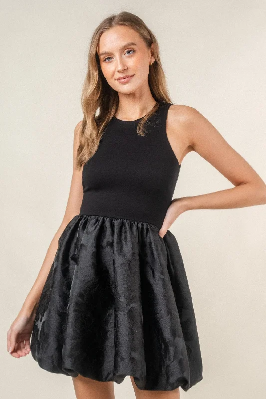 Bubble Hem Mini Dress Fashionable Lace Mini Dress