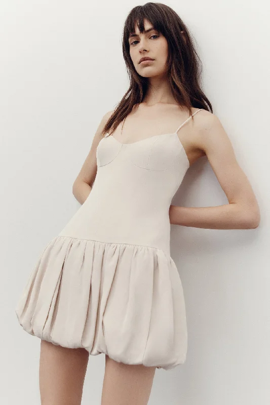 SHONA JOY VENTO BUSTIER BUBBLE MINI DRESS - BONE Classic Striped Mini Dress