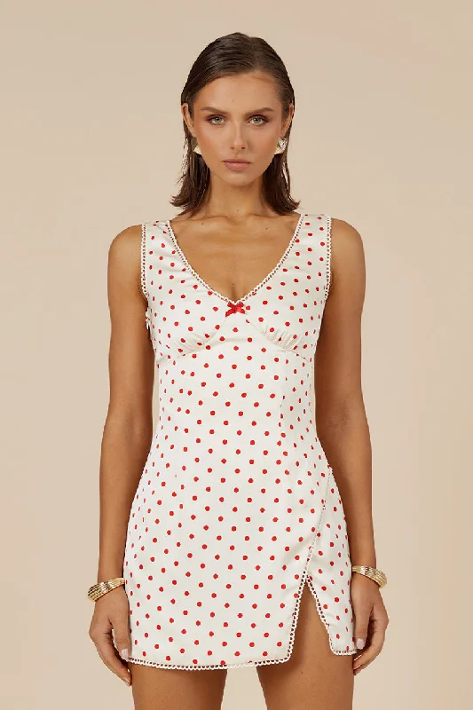 TERESA MINI DRESS - WHITE DOT Trendy Tie-Dye Mini Dress
