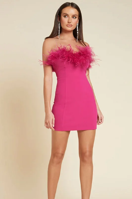 Valentina Mini Dress Fuschia Elegant Silk Mini Dress