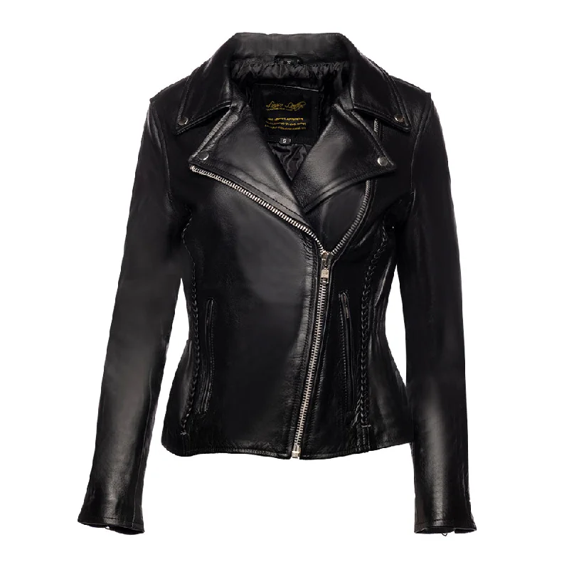Anna Biker Heavy Leather Jacket With Braiding Wool Fabric Cashmere Fabric Tweed Fabric Anna Biker Heavy Leather Jacket With Braiding Wool Fabric Cashmere Fabric Tweed Fabric