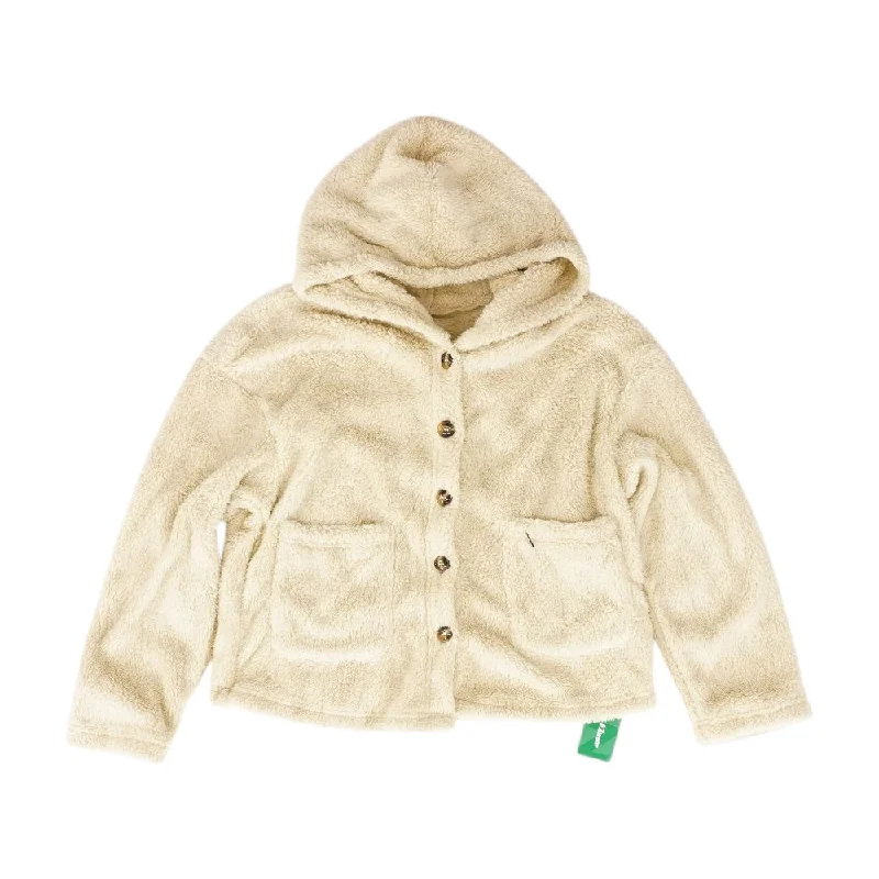 Beige Solid Lightweight Jacket Tiered Jacket Buttoned Jacket Zippered Jacket