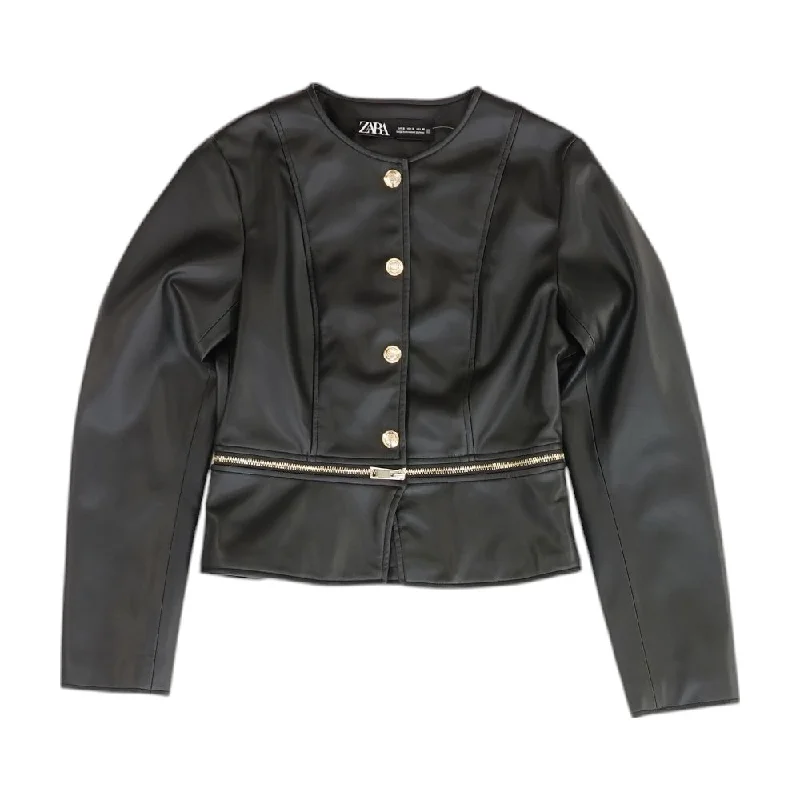 Black Solid Faux Leather Jacket Faux Fur Fabric Real Fur Fabric Shearling Fabric