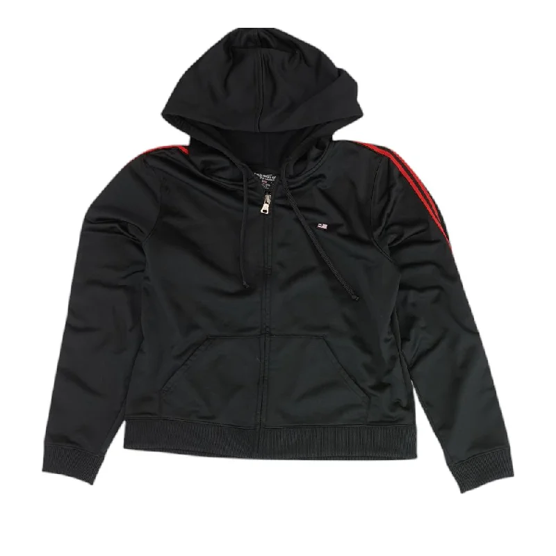 Black Solid Lightweight Jacket Zip Front Button Front Snap Front