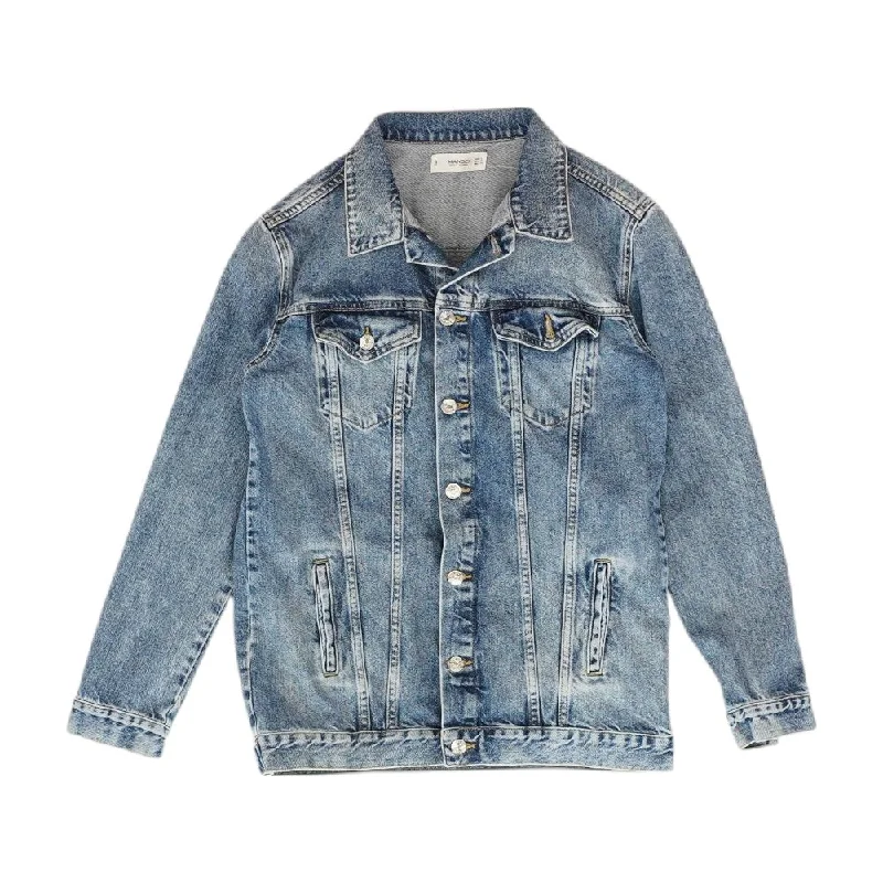 Blue Solid Denim Jacket Rayon Fabric Velvet Fabric Corduroy Fabric