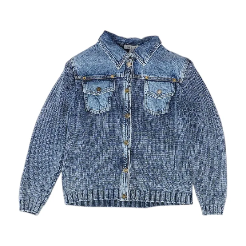 Blue Solid Denim Jacket Satin Jacket Silk Jacket Chiffon Jacket