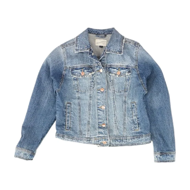 Blue Solid Denim Jacket Fleece Jacket Down Jacket Parka