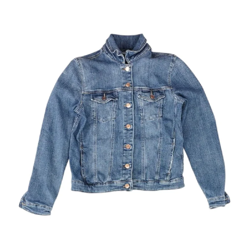 Blue Solid Denim Jacket Print Jacket Jacquard Jacket Embroidered Jacket