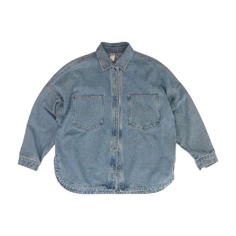 Blue Solid Denim Jacket Chenille Fabric Brocade Fabric Lace Fabric