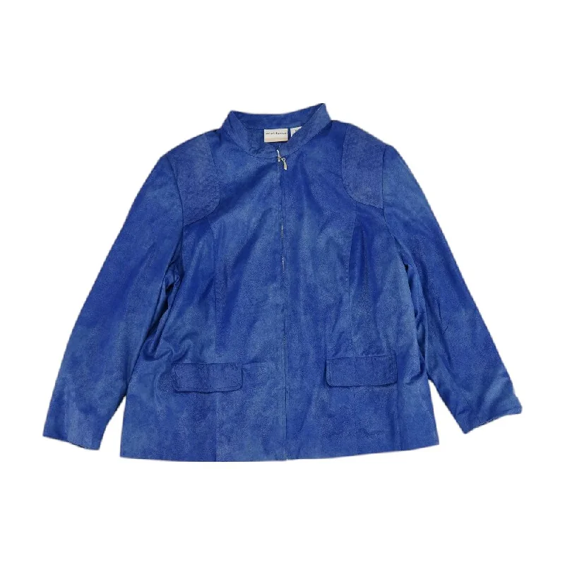 Blue Solid Jacket Hoodie Zip-Up Jacket Button-Up Jacket
