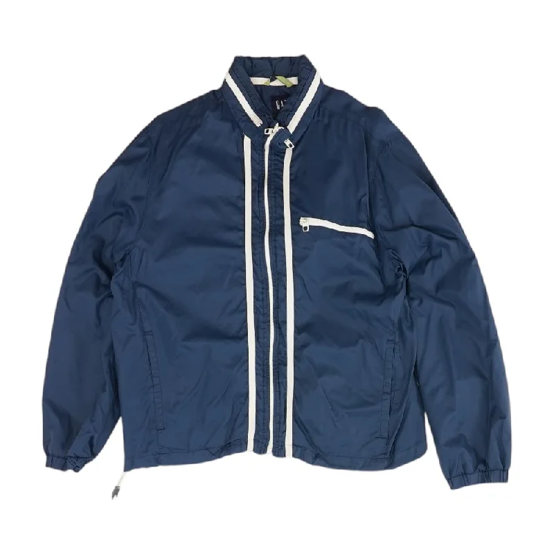 Blue Solid Lightweight Jacket Front Pockets Side Pockets Patch Pockets