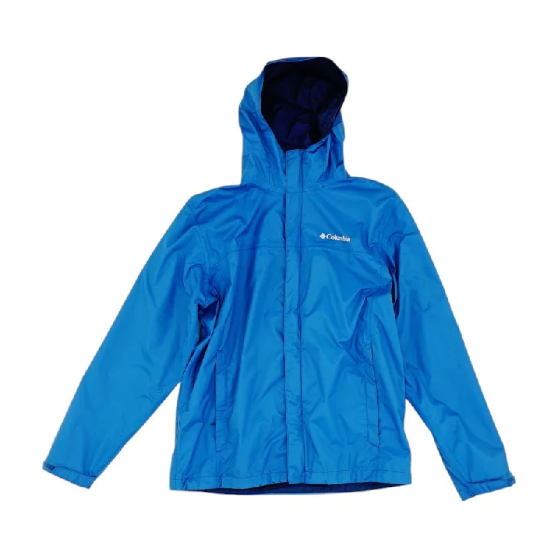 Blue Solid Rain Jacket Fleece Fabric Down Fabric Feather Fabric