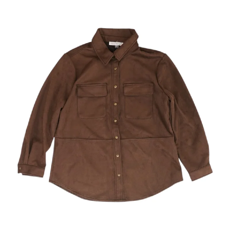 Brown Solid Jacket V-Neck Jacket Boat Neck Jacket Square Neck Jacket