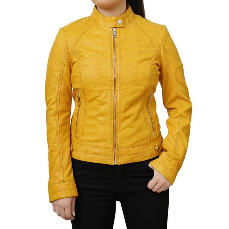 Cafe Racer Style Women's Leather Jacket Nylon Jacket Polyester Jacket Spandex Jacket Cafe Racer Style Women's Leather Jacket Nylon Jacket Polyester Jacket Spandex Jacket