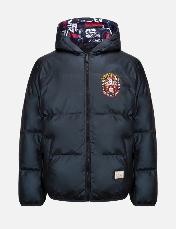 Daruma Moto Club Motif Embroidery Down Jacket Insulated Jacket Fitted Jacket Loose Jacket Daruma Moto Club Motif Embroidery Down Jacket Insulated Jacket Fitted Jacket Loose Jacket