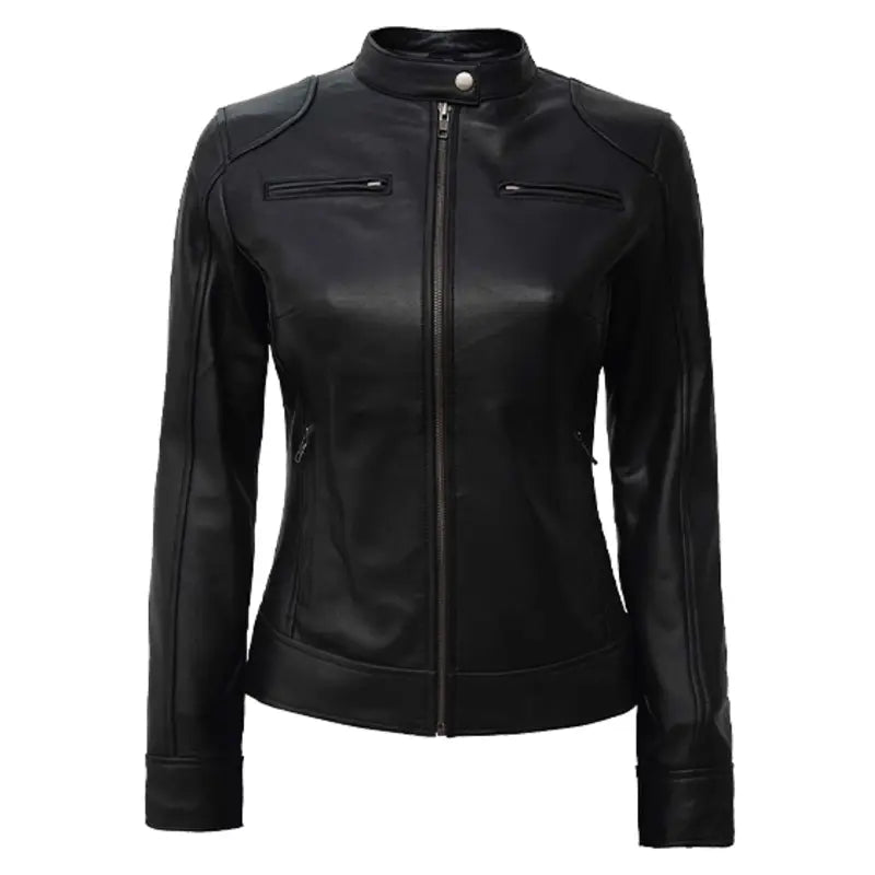 Dodge Biker Leather Women's Jacket V-Neck Jacket Boat Neck Jacket Square Neck Jacket