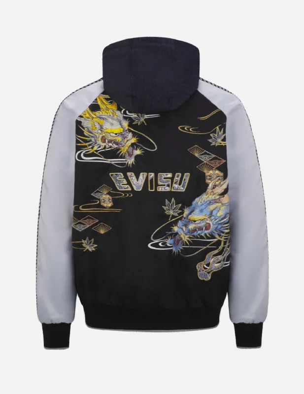 Dragon Embroidered Fabric Blocking Padded Souvenir Jacket Striped Jacket Polka Dot Jacket Floral Jacket Dragon Embroidered Fabric Blocking Padded Souvenir Jacket Striped Jacket Polka Dot Jacket Floral Jacket