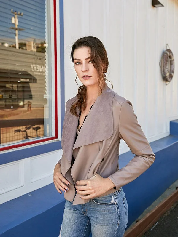 Women Faux Leather Jacket Cotton Jacket Linen Jacket Terry Jacket