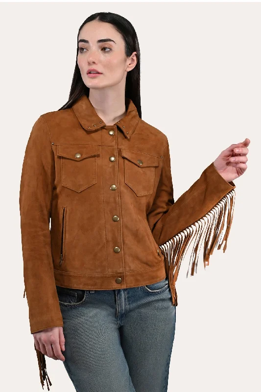 Frye Oxblood Fringed Jacket Notch Collar Peter Pan Collar Cowl Neck
