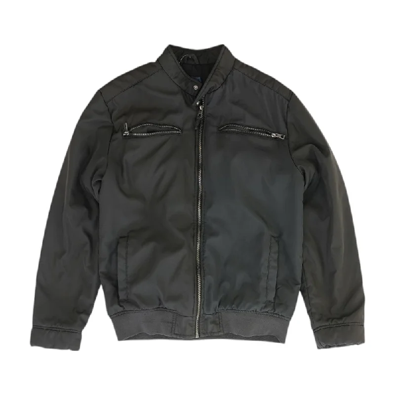 Gray Solid Bomber Jacket Bomber Jacket Anorak Windbreaker
