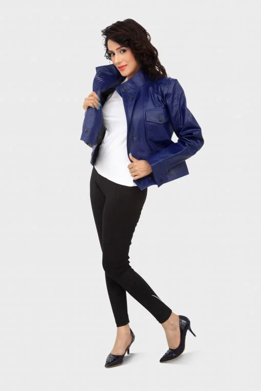HAARLEM Women KUZE 11108 Leather Jacket Blue Denim Jacket Leather Jacket Suede Jacket HAARLEM Women KUZE 11108 Leather Jacket Blue Denim Jacket Leather Jacket Suede Jacket