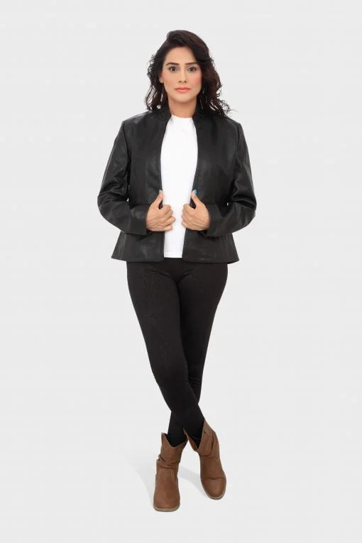 HAARLEM Women KUZE 11195 Leather Jacket Black Anorak Shell Jacket Lightweight Jacket HAARLEM Women KUZE 11195 Leather Jacket Black Anorak Shell Jacket Lightweight Jacket