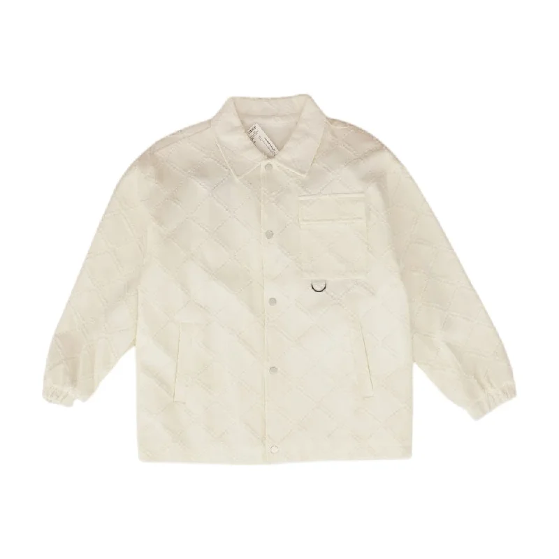 Ivory Geometric Denim Jacket Wool Jacket Cashmere Jacket Tweed Jacket